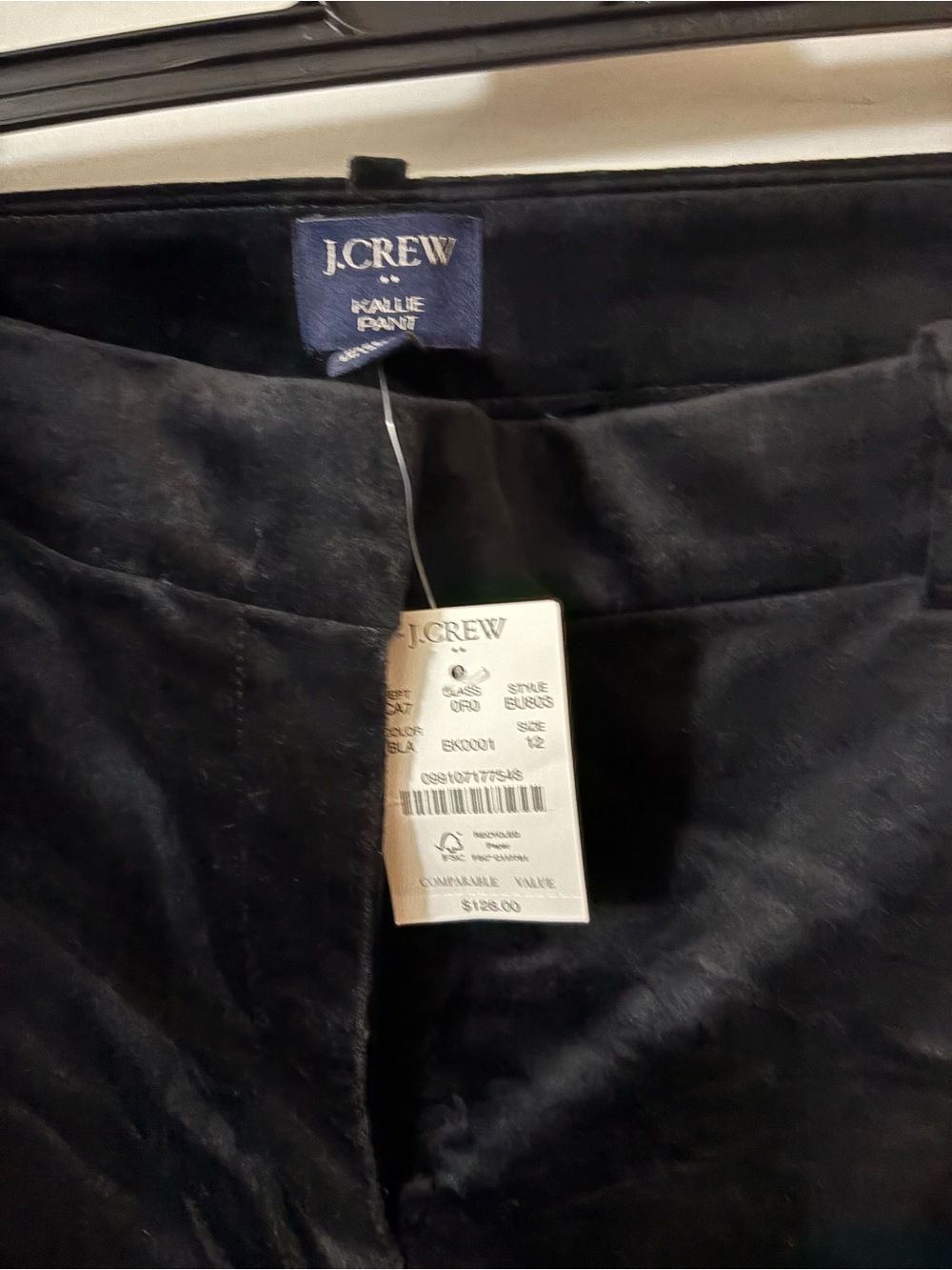 J. Crew Factory Black Velvet Kallie Pants